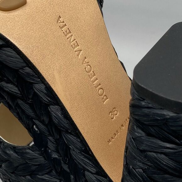 Bottega Veneta Trinity Weave Black Raffia Platform Sandals size 38 - Picture 13 of 13